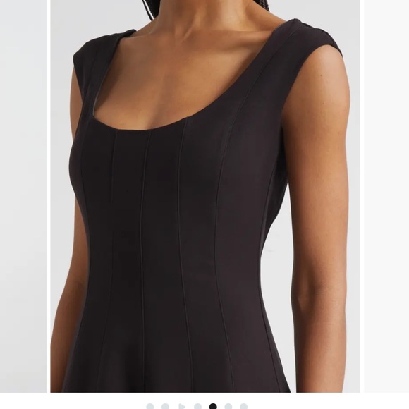 NEW STAUD Charlotte Cap Sleeve Midi Dress in Black Size 6 - Picture 3 of 12